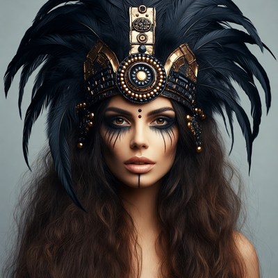 Woman with tribal feather headdress