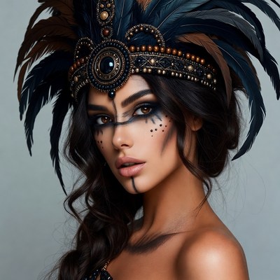 Woman in Feather Headdress