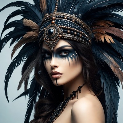 Woman with tribal feather headdress