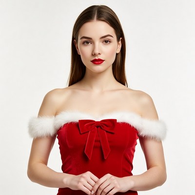 Woman in red Santa dress