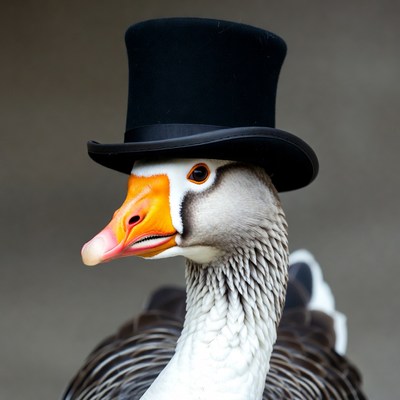 Goose wearing top hat