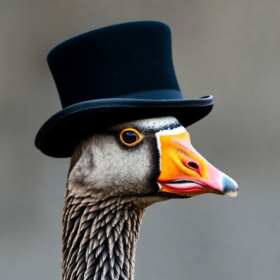 Goose wearing top hat