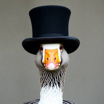 Goose wearing top hat