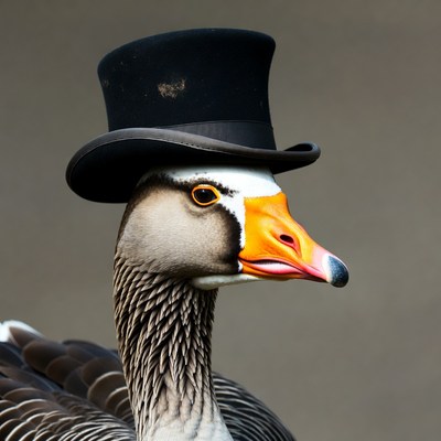 Goose wearing top hat