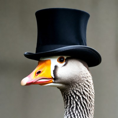 Goose wearing top hat