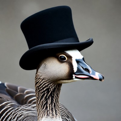 Goose wearing top hat