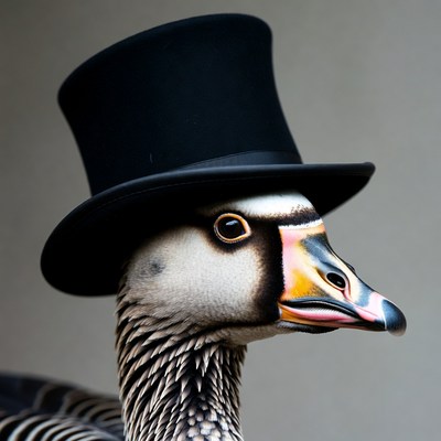 Goose wearing top hat