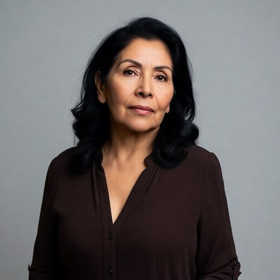 Latina woman in brown blouse