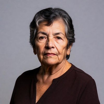 Elderly woman with gray hair