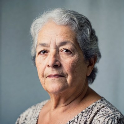 Elderly woman with gray hair
