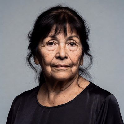 Elderly woman with dark hair