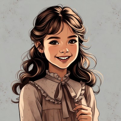 Smiling girl with wavy brown hair