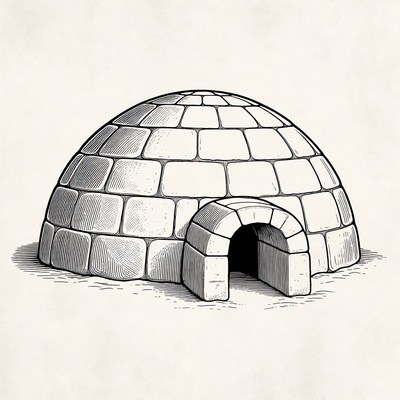 Igloo illustration on white background
