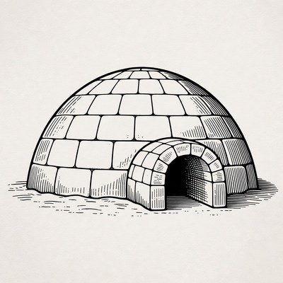 Igloo with entrance illustration