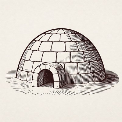 Igloo illustration on snow