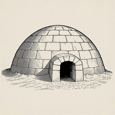 Igloo with entrance illustration