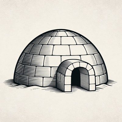 Igloo illustration on snow