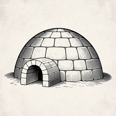 Igloo illustration on white background
