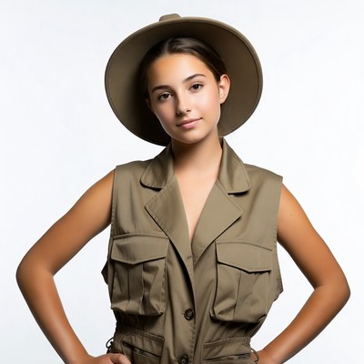Girl in safari vest and hat