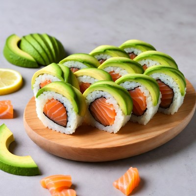 Avocado Salmon Sushi Rolls