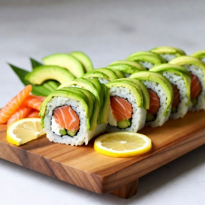 Avocado Salmon Sushi Rolls