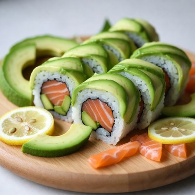 Avocado Salmon Sushi Rolls