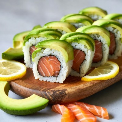 Avocado Salmon Sushi Rolls