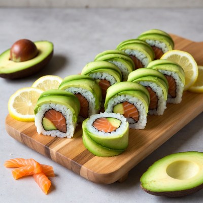 Avocado Salmon Sushi Rolls