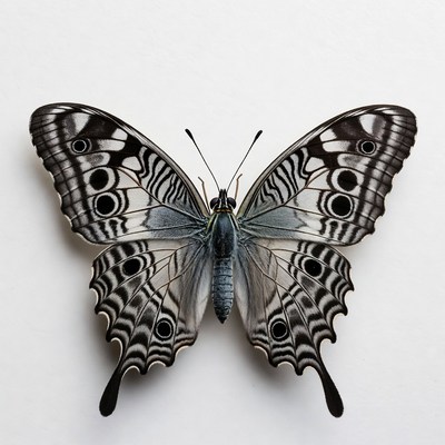 White Peacock Butterfly on white background