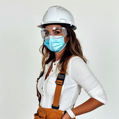 Woman in hard hat safety gear