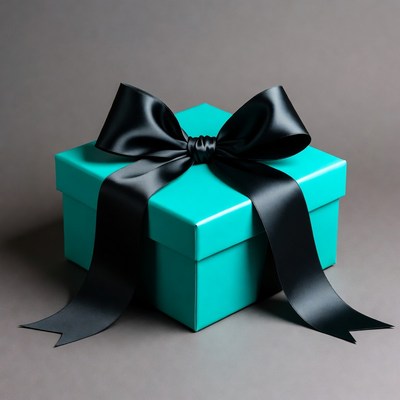Turquoise gift box with black bow