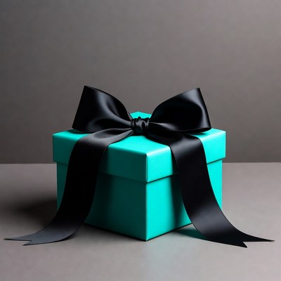 Turquoise gift box with black bow