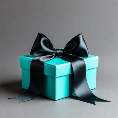 Turquoise gift box with black bow