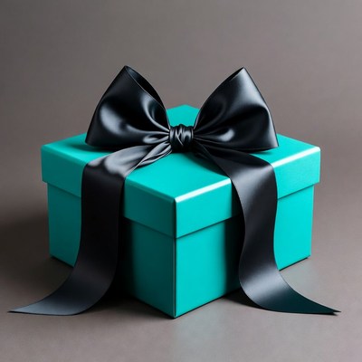 Turquoise gift box with black bow