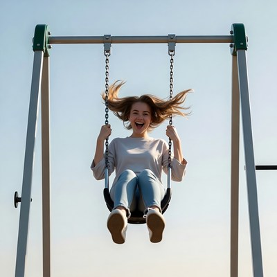 Girl swinging on playground swing