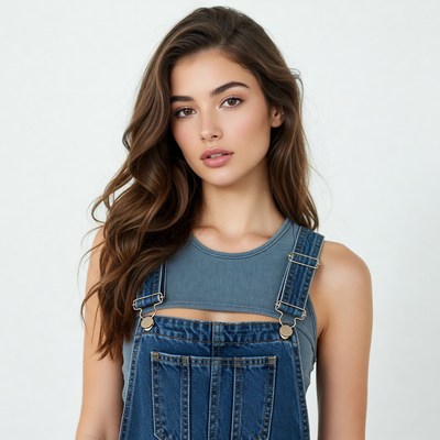 Woman in denim overalls
