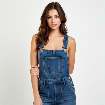Woman in denim overalls
