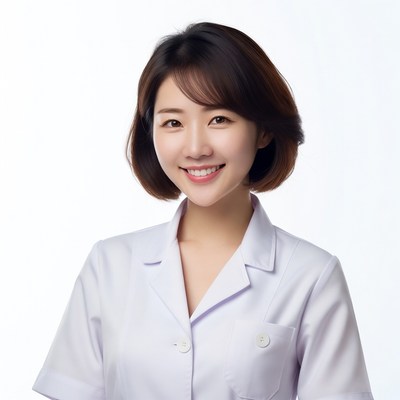 Asian nurse smiling in uniform