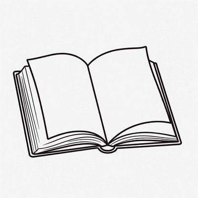 Open Book Line Drawing