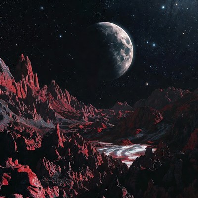 Moon over Red Alien Mountains