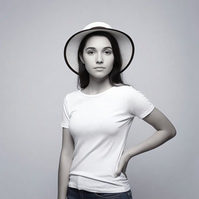 Woman wearing wide-brim hat