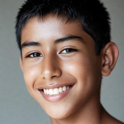 Smiling Asian boy closeup