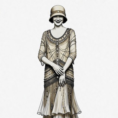 Flapper girl in beaded 1920s dress