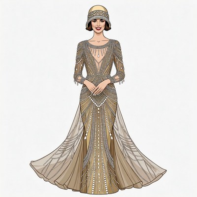 Woman in Beaded Flapper Dress