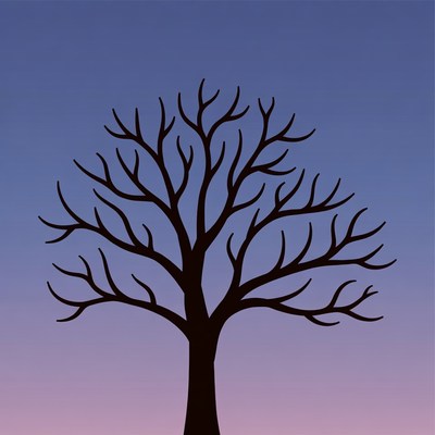 Silhouette of Bare Tree on Purple Sky