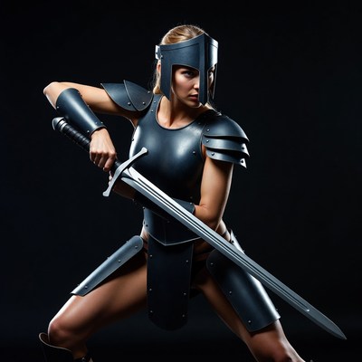 Blonde woman warrior with sword