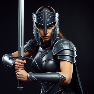 Female Warrior Holding Sword