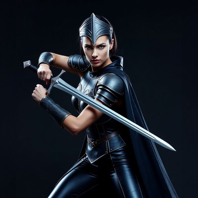 Female warrior holding sword