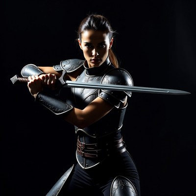 Female warrior holding sword