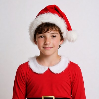 Boy wearing Santa Claus costume